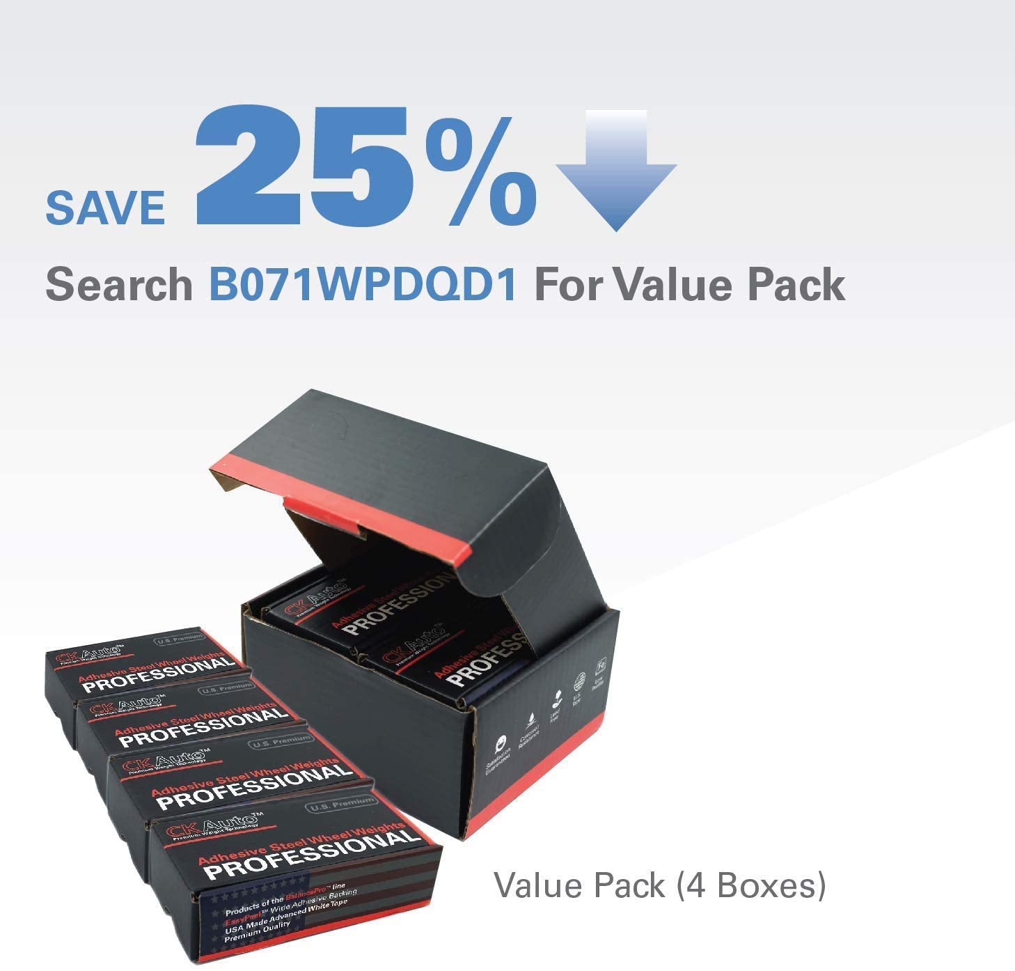 Ckauto 4 Boxes, 960 Pcs, 0.25Oz, Black, Adhesive Stick On Wheel Weights, Easypeel Tape Automobiles, Trucks, Suvs & Motorcycles,