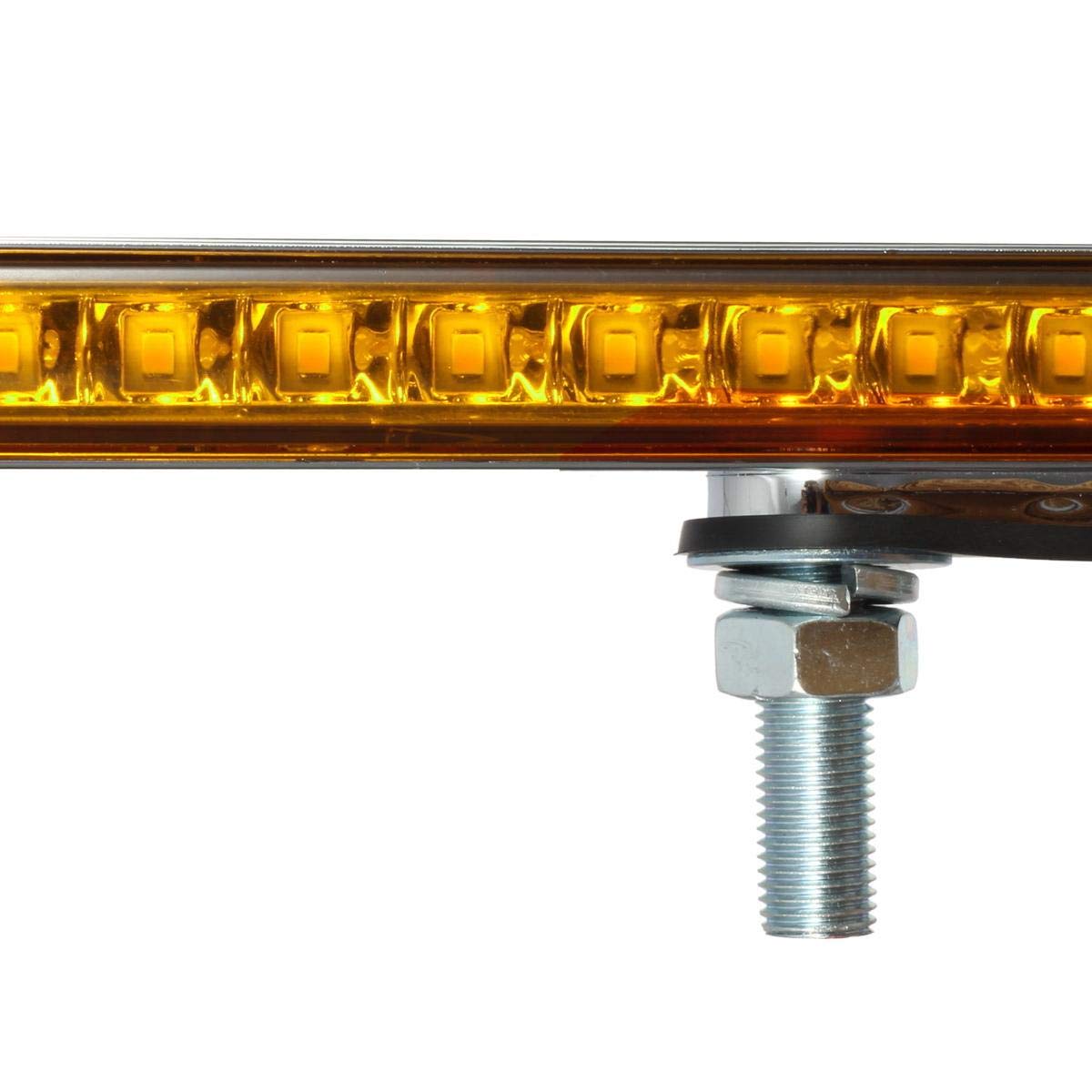 Partsam 2Pcs 12" LED Truck Light Bars - Red/Amber Waterproof Turn Signal & Tail Lights, Chrome/White, Double Studs, 20LED