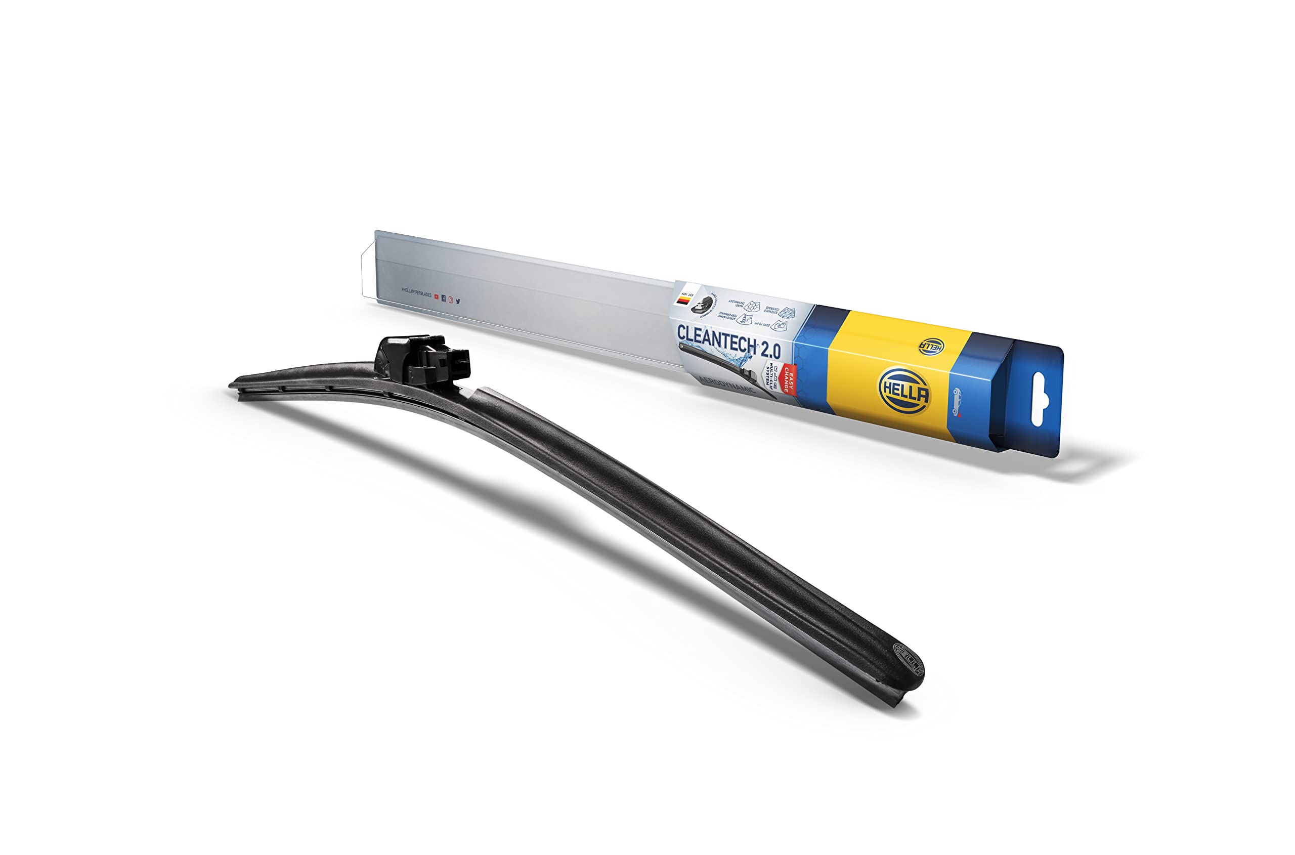 Hella Oe Quality 20 Inch All Seasons Nano-Coated Rubber Cleantech Wiper Blade (Single Blade) Fits Select Domestic, Asian And Eur