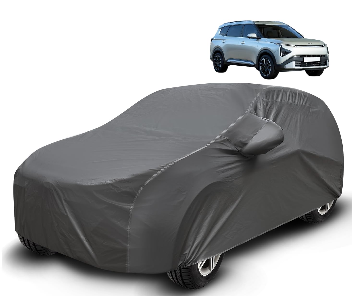 Auto Hub Waterproof Car Cover Compatible with Kia Carens Clavis with Mirror Pocket and Soft Cotton Lining, Carens Clavis Car Cov