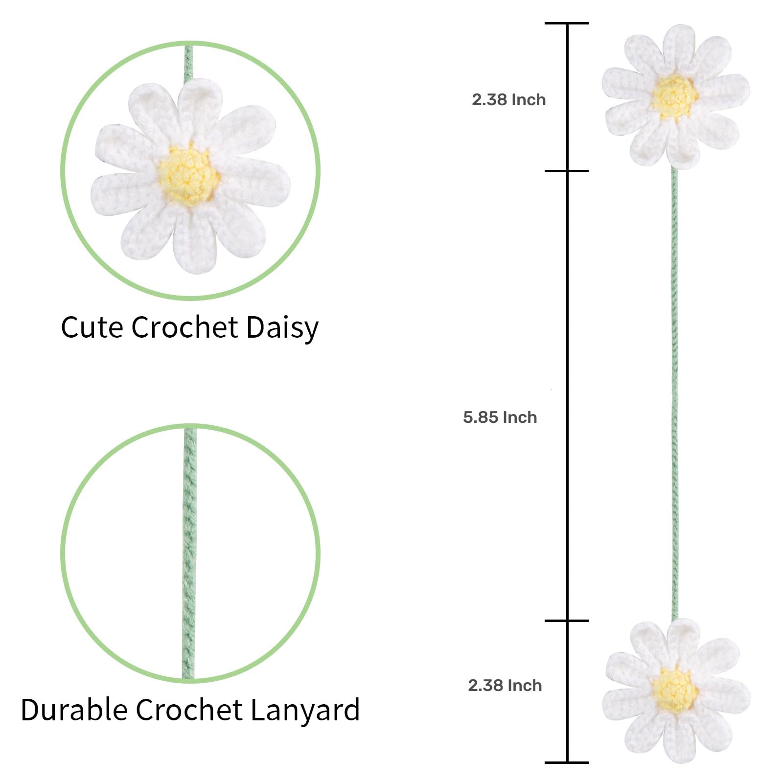 Cute Crochet Flower Car Accessories for Women Rear View Mirror Accessories Handmade Knitted Daisy Car Decor Car Accessories Aest