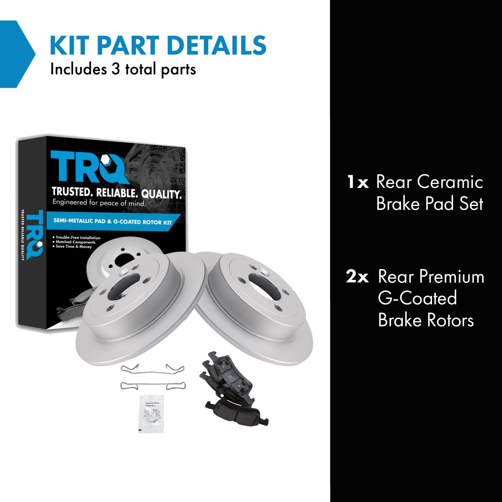 Trq Rear Brake Pad & Rotor Kit Brake Pads Brake Rotor Ceramic Premium G-Coated Compatible With 2002-2006 Mini Cooper