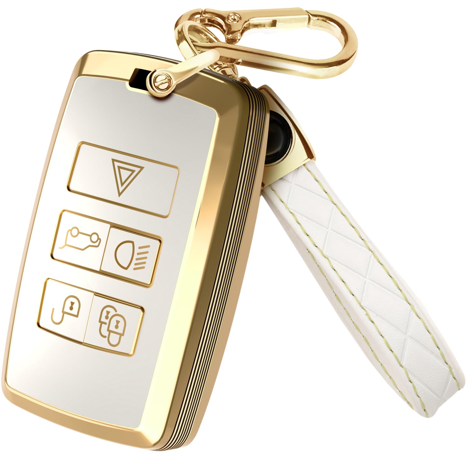 For Range Rover Key Fob Cover And Leather Keychain, Full Cover Key Case For Jaguar Xe Xj Xf For Land Rover Sport, Velar, Evoque,