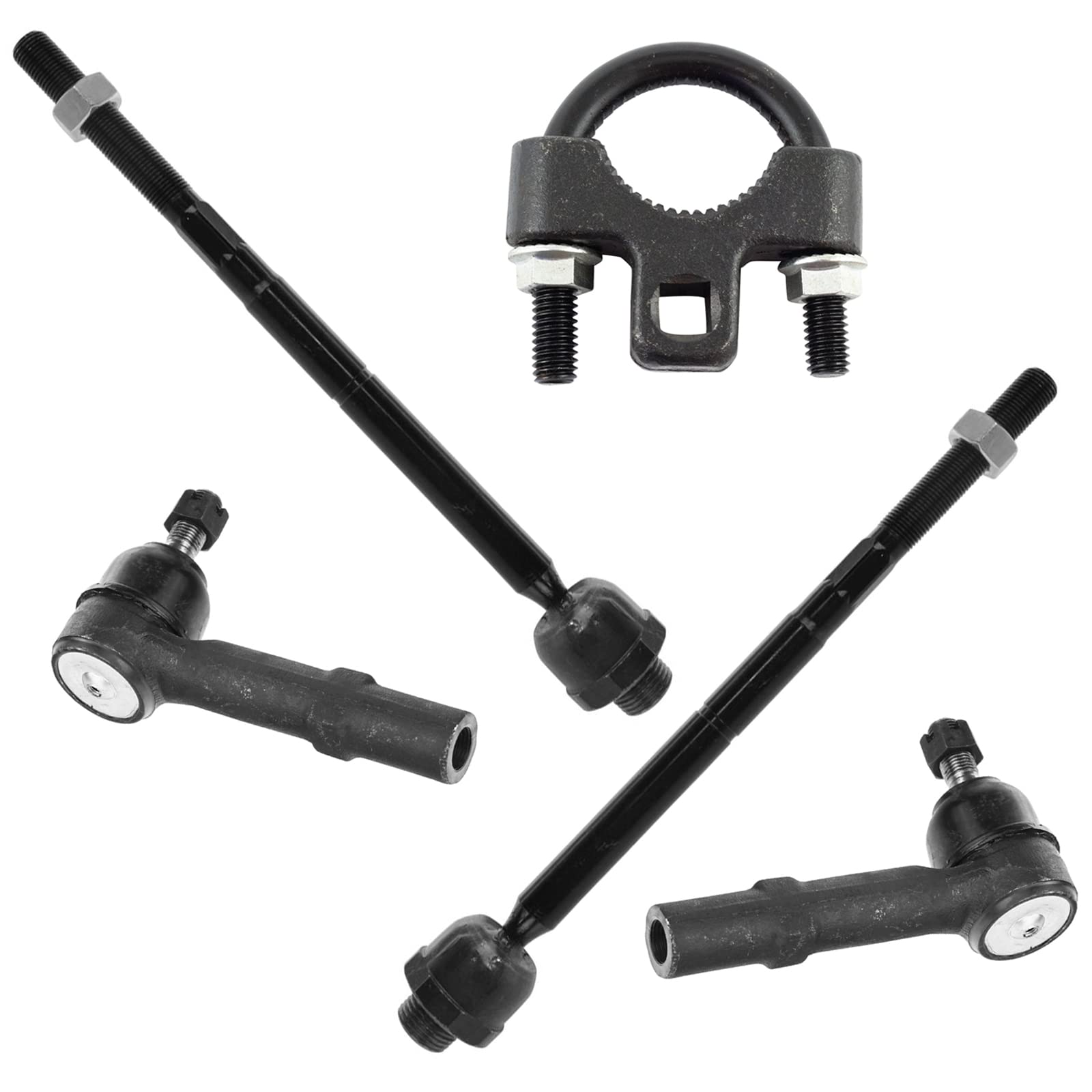 TRQ Front Tie Rod Set Compatible with 2007-2014 Cadillac Escalade Escalade ESV 2007-2013 Escalade EXT Chevrolet Avalanche Silver