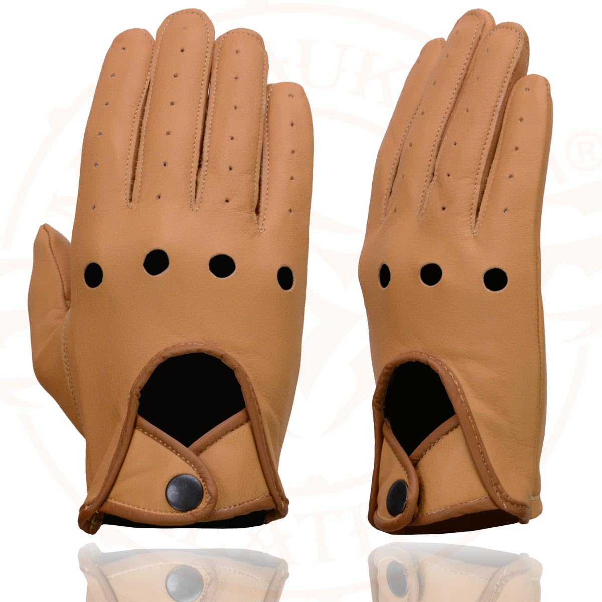 Milwaukee Leather MG7508 Men's Saddle Perforated Full-Finger Motorcycle Riding Gloves with Breathable Open Knuckle - Large