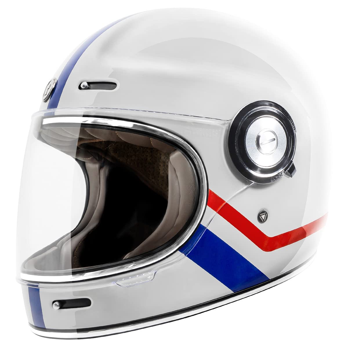 Torc T1 Unisex-Adult Retro Full Face Motorcycle Helmets, Gloss White Allegiance, Medium