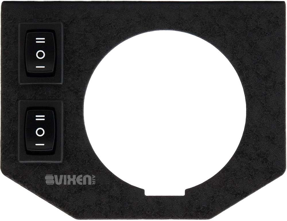 Vixen Air One 2' Dual Needle Air Pressure White Gauge With Two Momentary Switches And Metal Dash Panel Kit Vxf1Gp2Rkw
