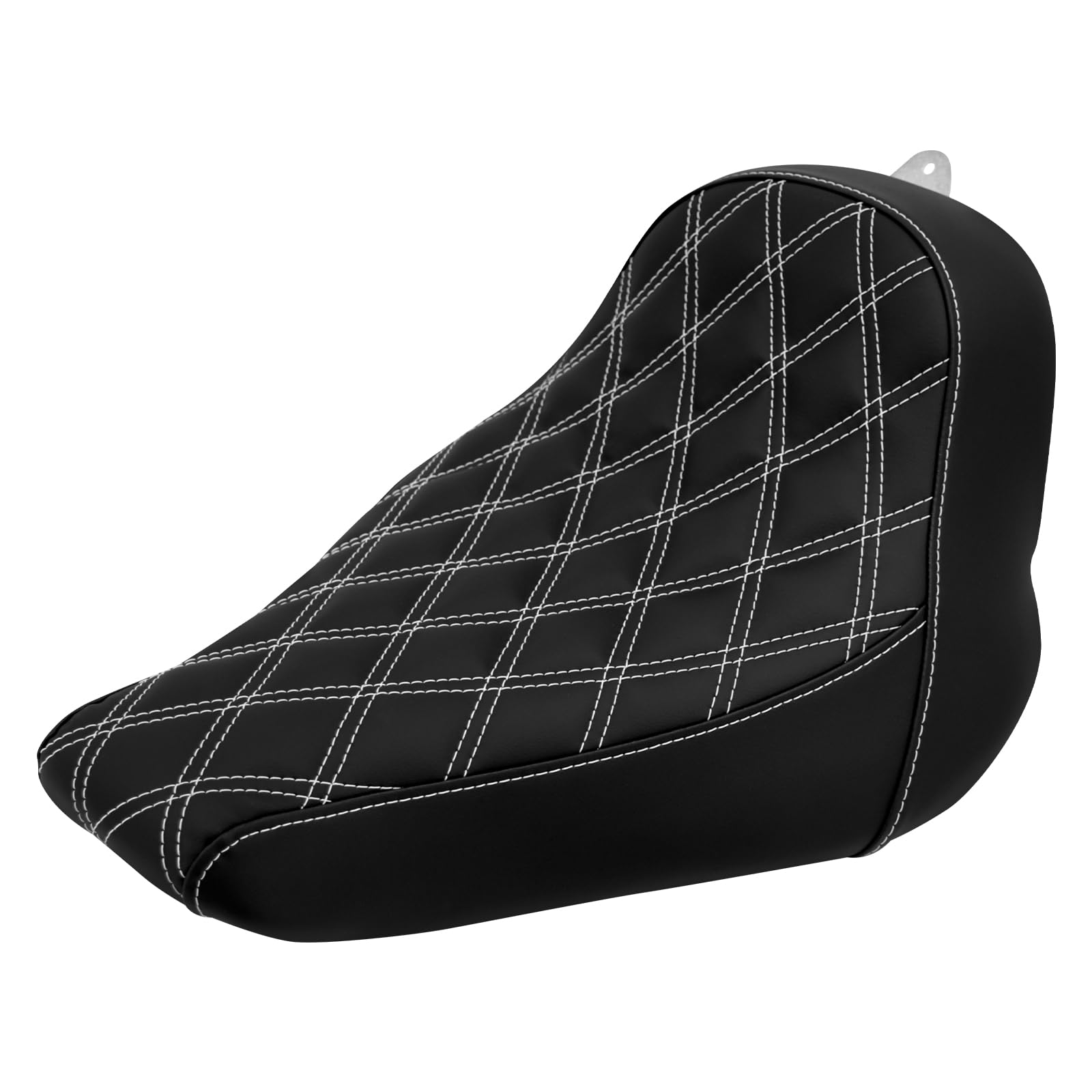 Hdbubalus Motorcycle Solo Seat Cushion Diamond Leather Seat Compatible With Harley Breakout Fatboy 2018-2023 (White Thread)