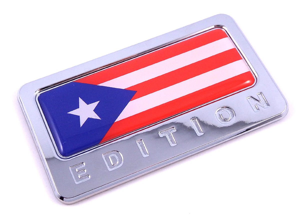 Puerto Rico Edition Chrome Emblem Puerto Rican Flag 3D Decal Car Bike Badge