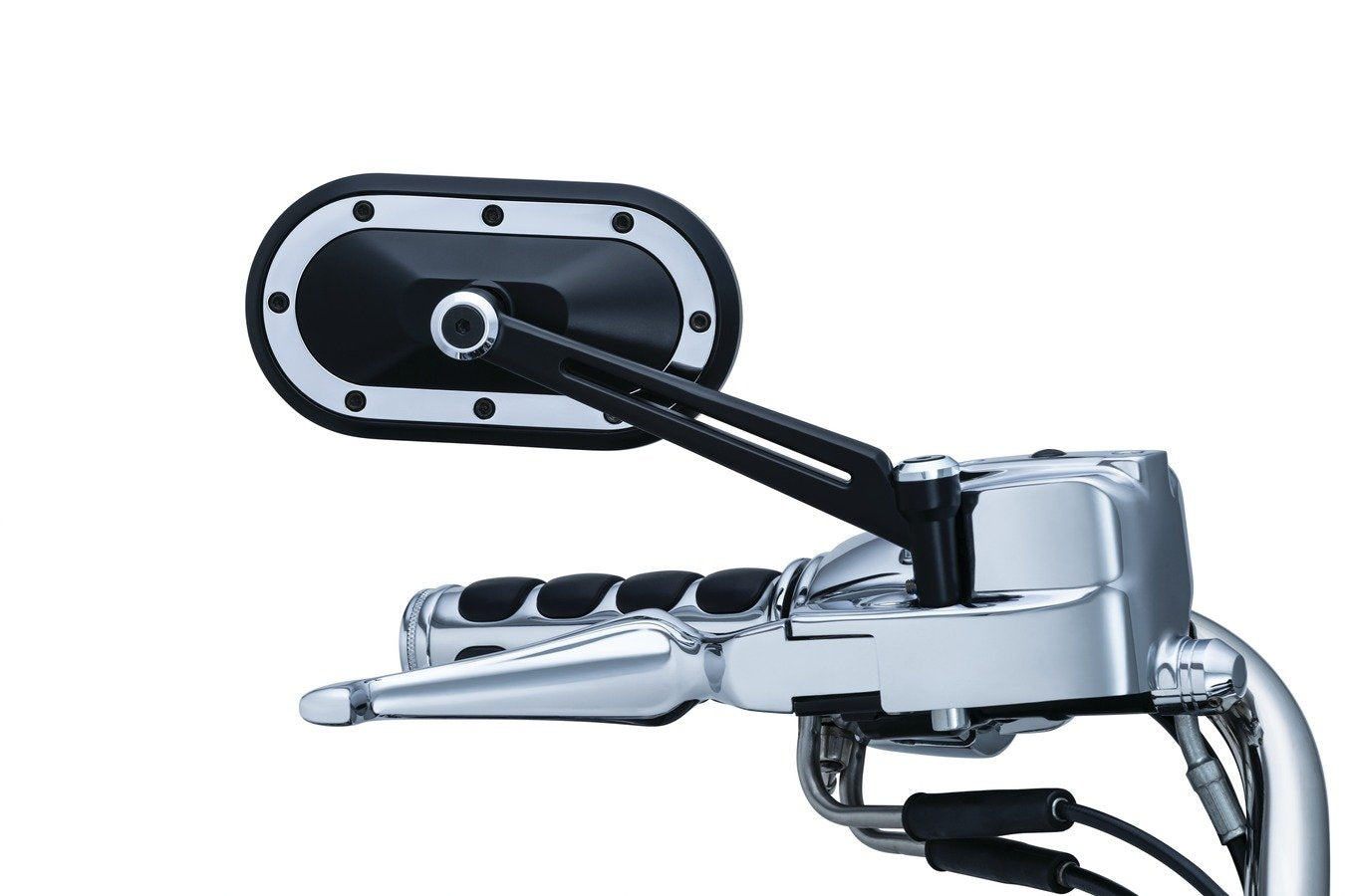 Kuryakyn 1766 Motorcycle Handlebar Accessory: Heavy Industry Rear View Side Mirrors, Satin Black with Chrome Accents, 1 Pair