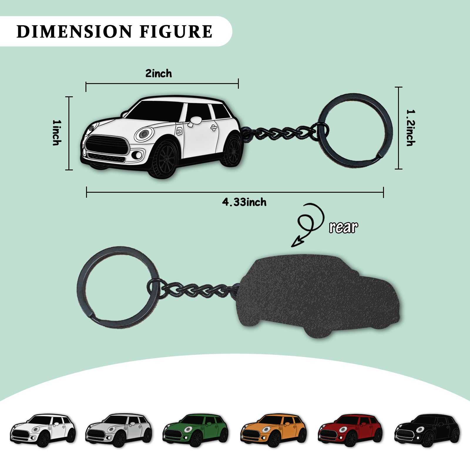 glahorse Mini Cooper Keychain - Metal, White, 5*2.5 inches, Fits 2014-2022 Mini Cooper/Cooper S Accessories