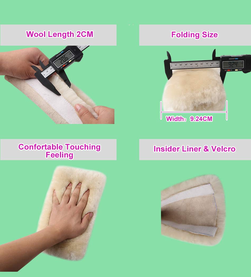 Genuine Sheepskin Soft Fuzzy Car Seat Belt Pad,2 Pack Fluffy Seat Belt Cover For Shoulder Pad Neck Cushion Protector Car Accesso