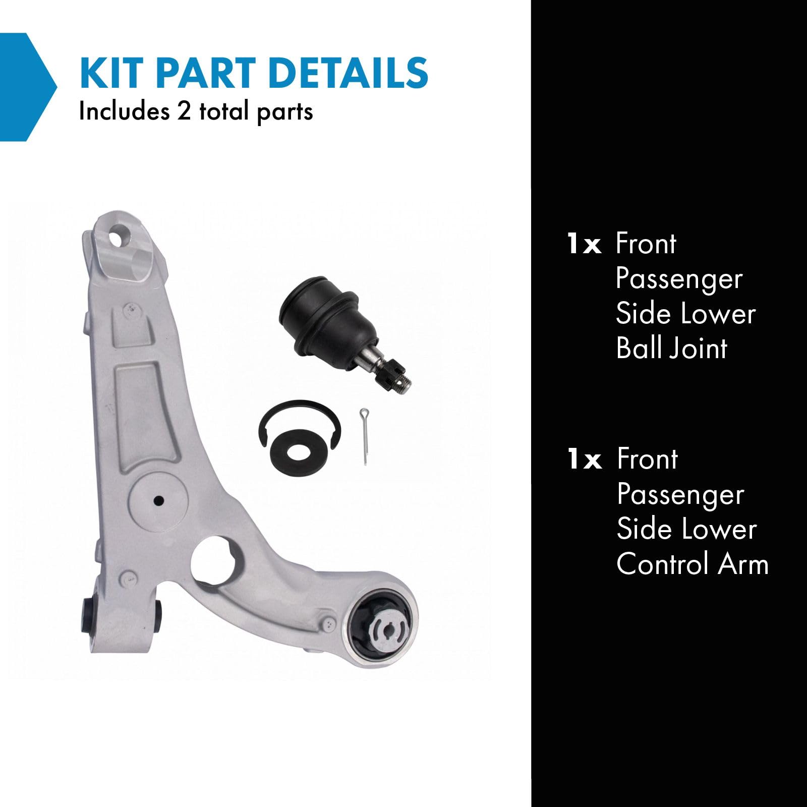 Trq Front Right Lower Control Arm With Ball Joint Passenger Side Compatible With 2014-2018 Jeep Cherokee