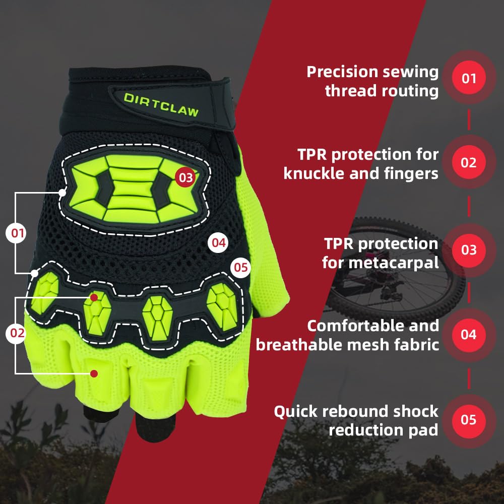 Seibertron Adult Dirtclaw Gloves - Versatile Gloves For Cycling, Atv, And Mountain Biking Fluo Yellow Xxl