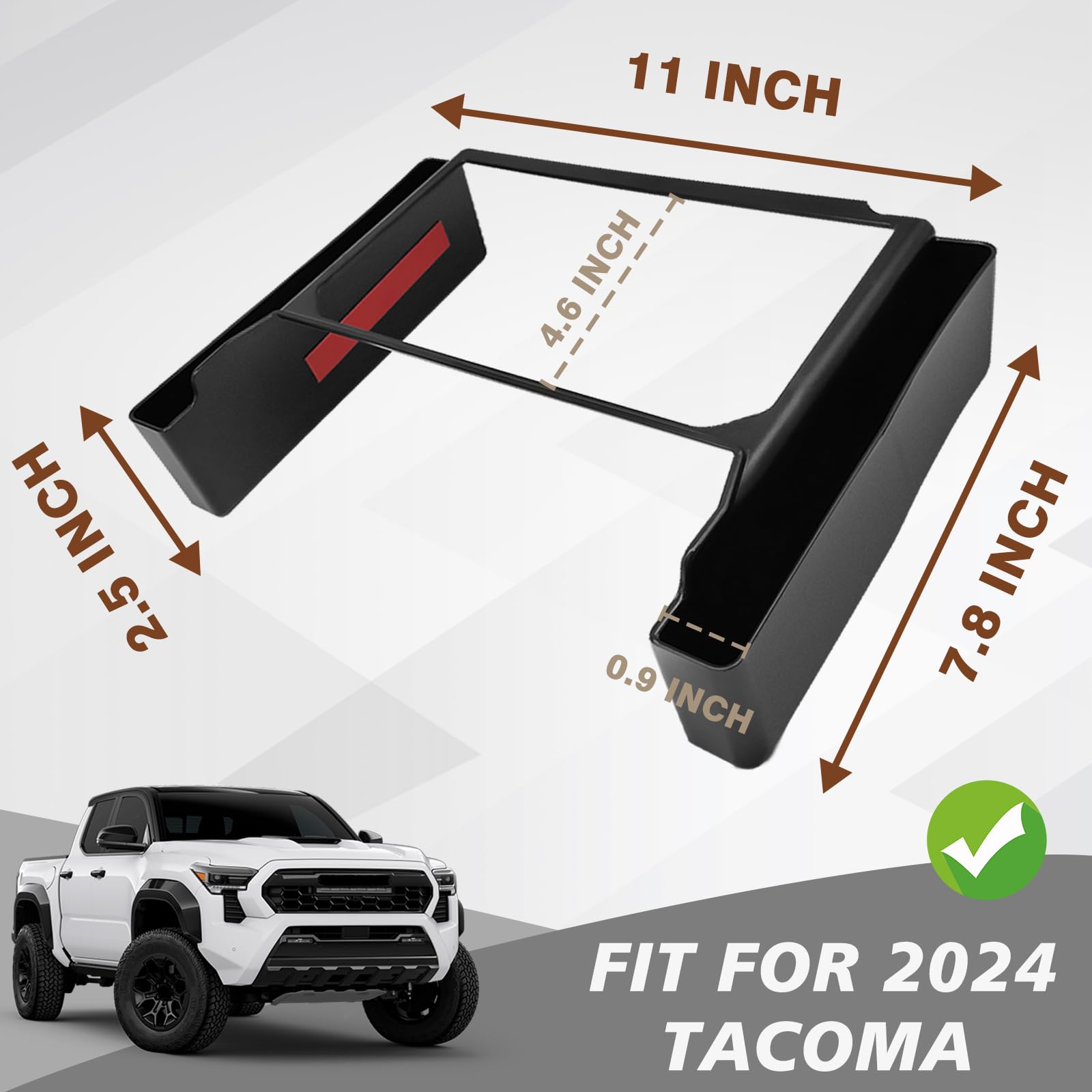 Muslogy Center Console Organizer for 2024-2026 Tacoma & 2025+ 4Runner - Black ABS Plastic Hanging Storage Box, Console Side Organizer