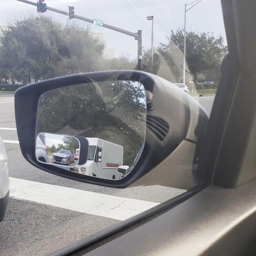 Ampper Blind Spot Mirror Rectangular, Hd Glass Frameless Stick On Adjustabe Convex Wide Angle Rear View Blind Spot Car Mirror Fo