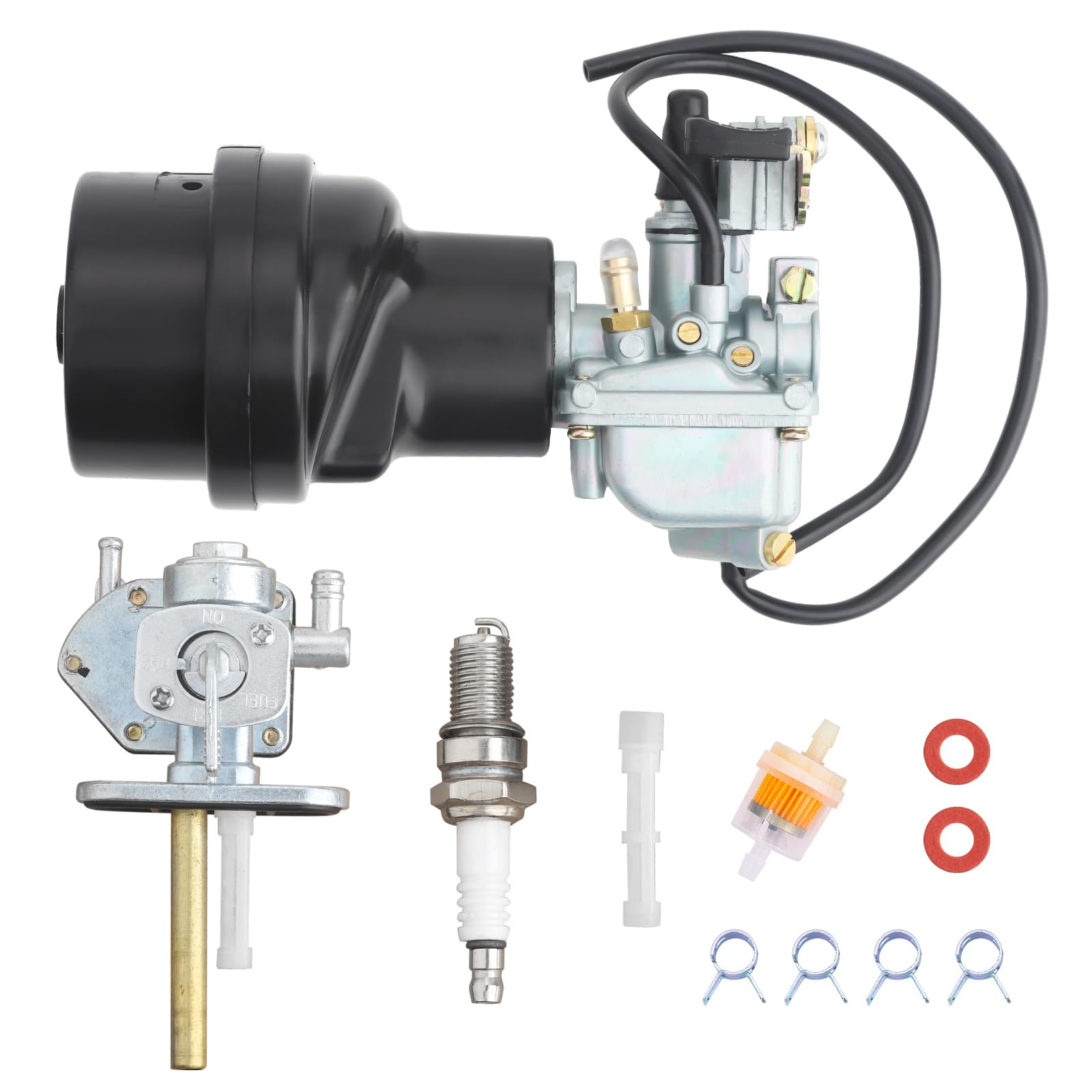 LT50 Carburetor & Air Filter Box & Fuel Valve Petcock With Spark Plug For Suzuki ATV Quadmaster 50 LT-A50 2002-2005, ALT50 1983-
