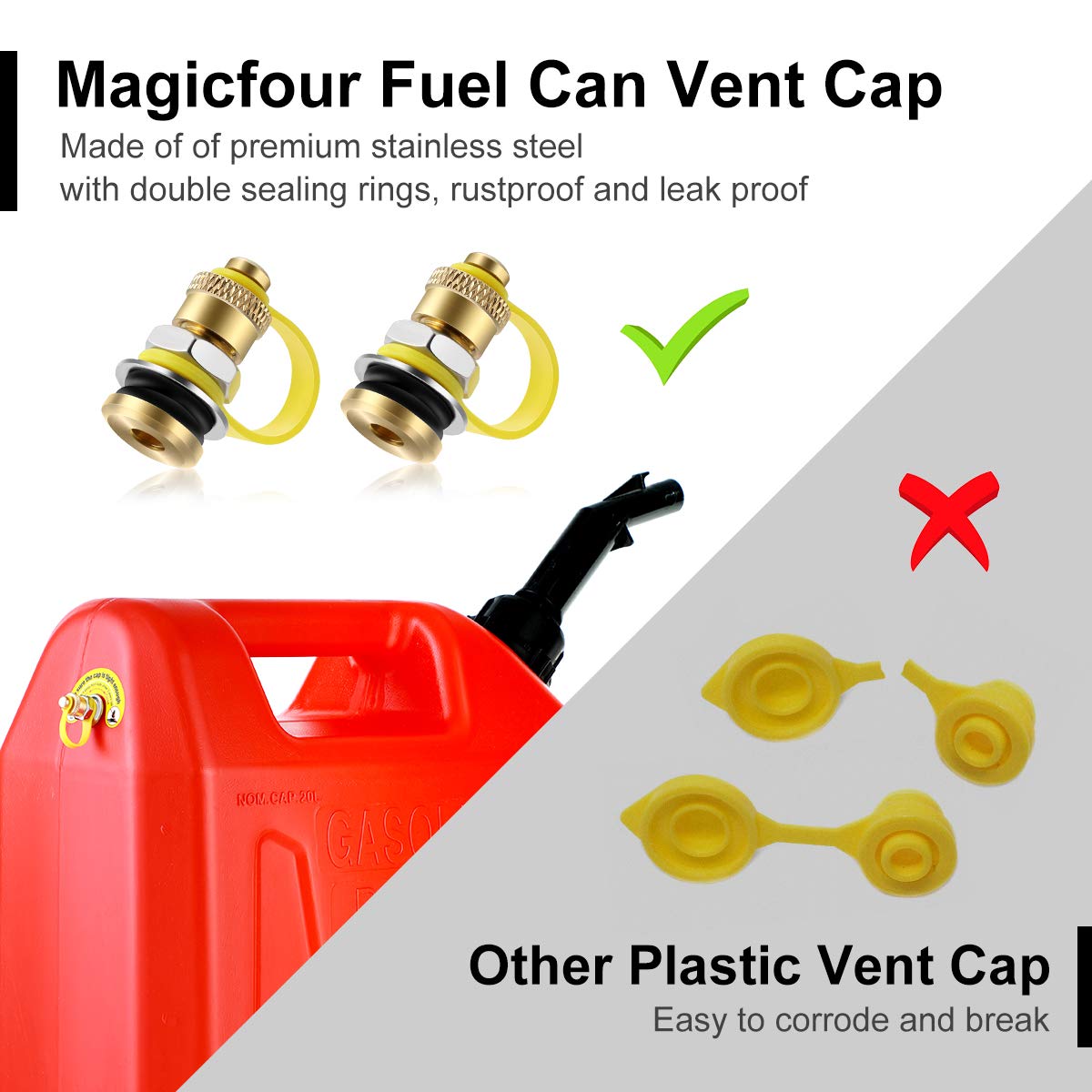 Magicfour Gas Can Vent Caps - Rubber Fuel Tank Vent Kits with Lanyard, 12 Pack - Faster Flow for Gas Cans and Water Jugs