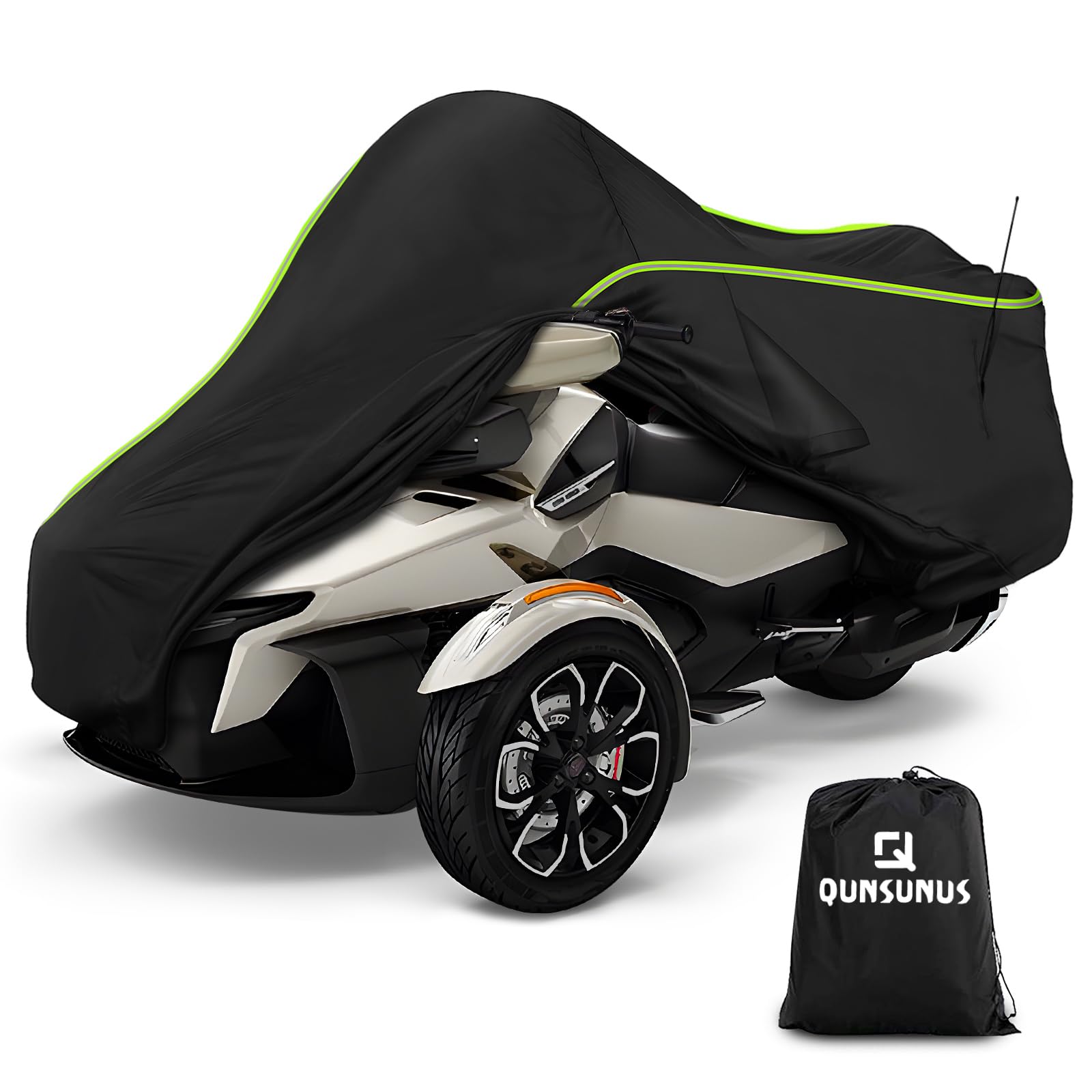 Qunsunus Waterproof Motorcycle Cover For Can-Am Spyder Rt 2020-2023, 420D Trike Motorcycle Cover With Elastic Hem And Buckle For