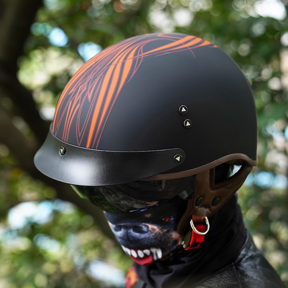 VCOROS Open Face Retro Motorcycle Helmet F07A, Medium, Angel, ABS Material