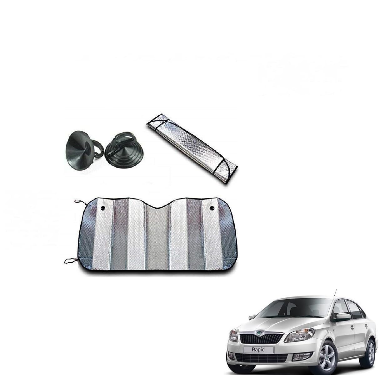 Kozdiko Car UV Protection Silver Foil Sunshade Film Windshield Visor Front Windshield Sunshade for Skoda Rapid