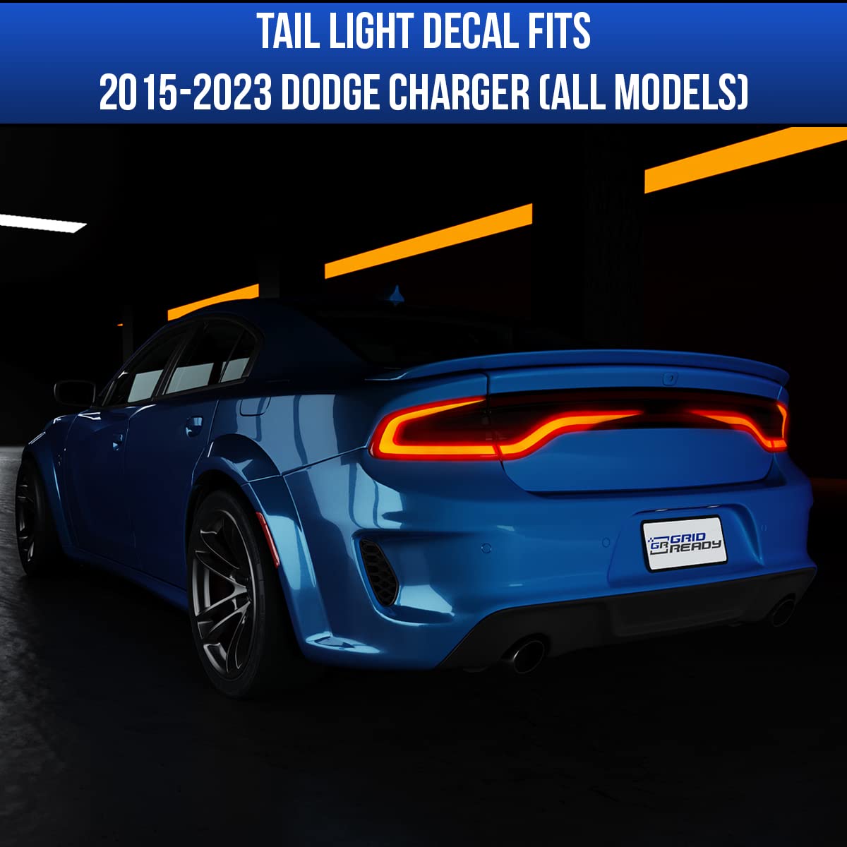 GRIDREADY Tail Light Decal for 2015-2023 Dodge Charger, Blue Vinyl Racetrack Sticker, Fits SXT, RT, SRT, Scat Pack Models