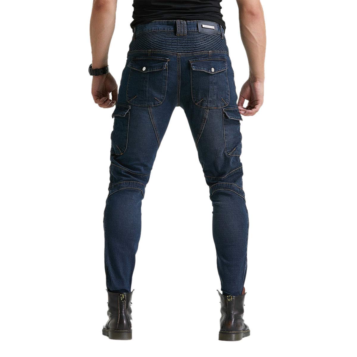 Men'S Motorcycle Riding Pants Denim Jeans Protect Pads Equipment With Knee And Hip Armor Pads Ves6 (Blue, S=28)