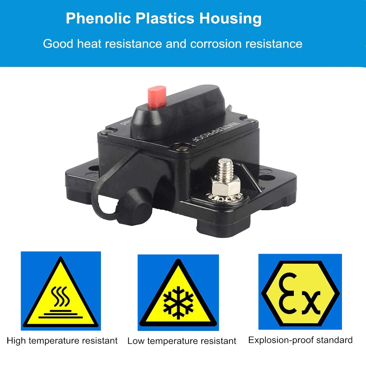 Wohhom 250 Amp Circuit Breaker With Manual Reset 12V-36V Dc Waterproof Surface Mount For Car Audio Rv Marine Boat Truck Trolling