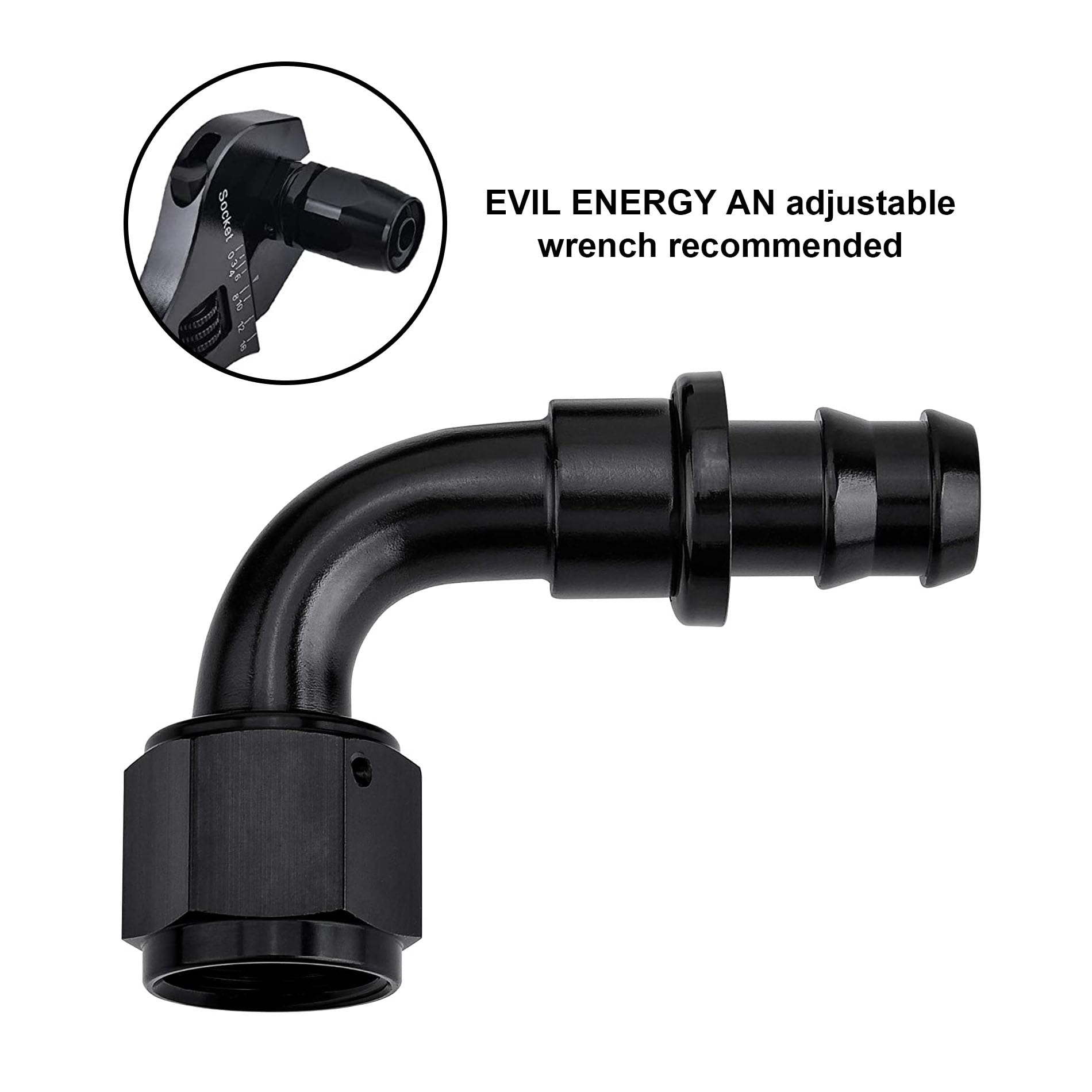 Evil Energy 4An 90 Degree Push Lock Hose Fitting End Black 2Pcs