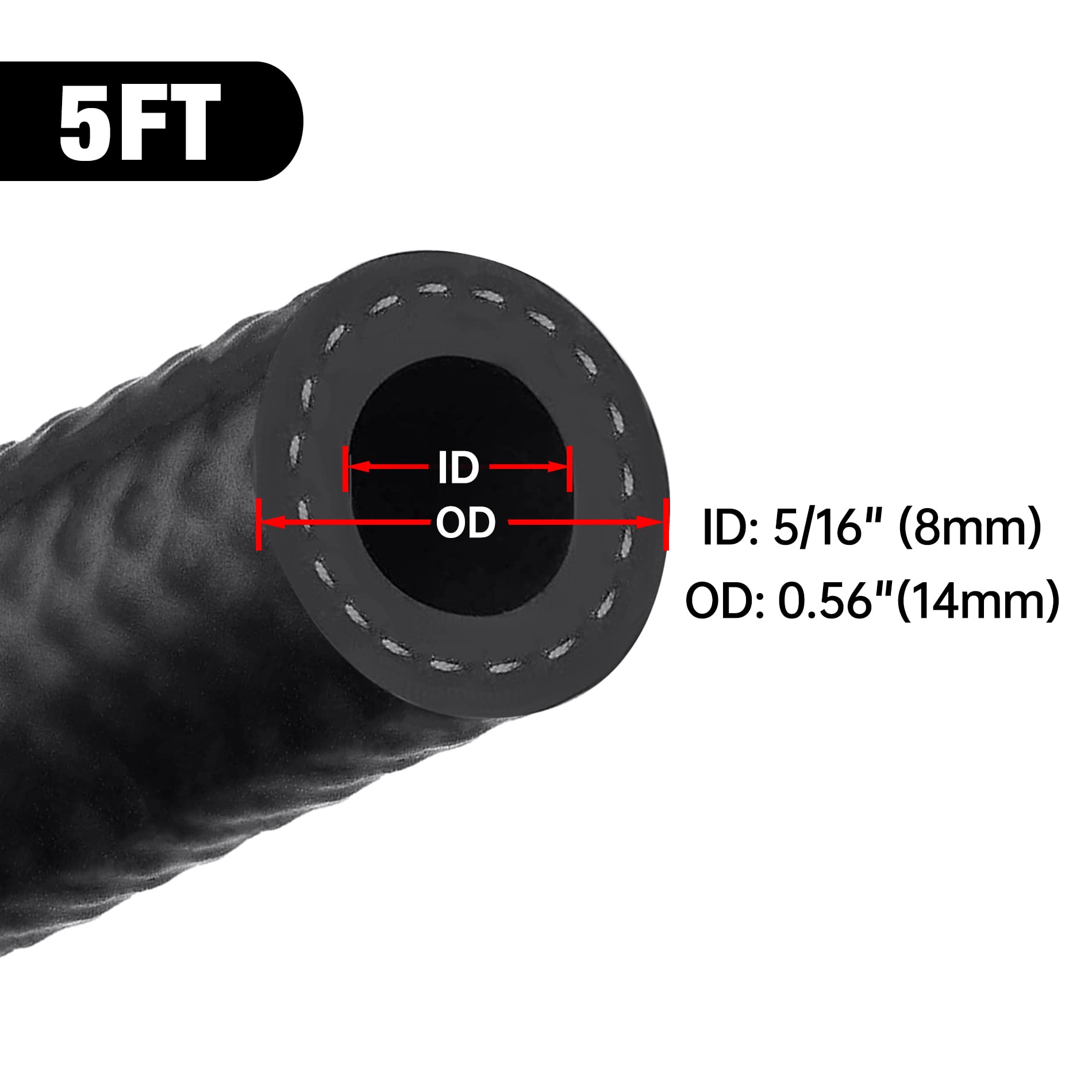 Evil Energy 5/16 Fuel Hose Line Push Lock Nbr Rubber Sae 30R7 5Ft 300Psi