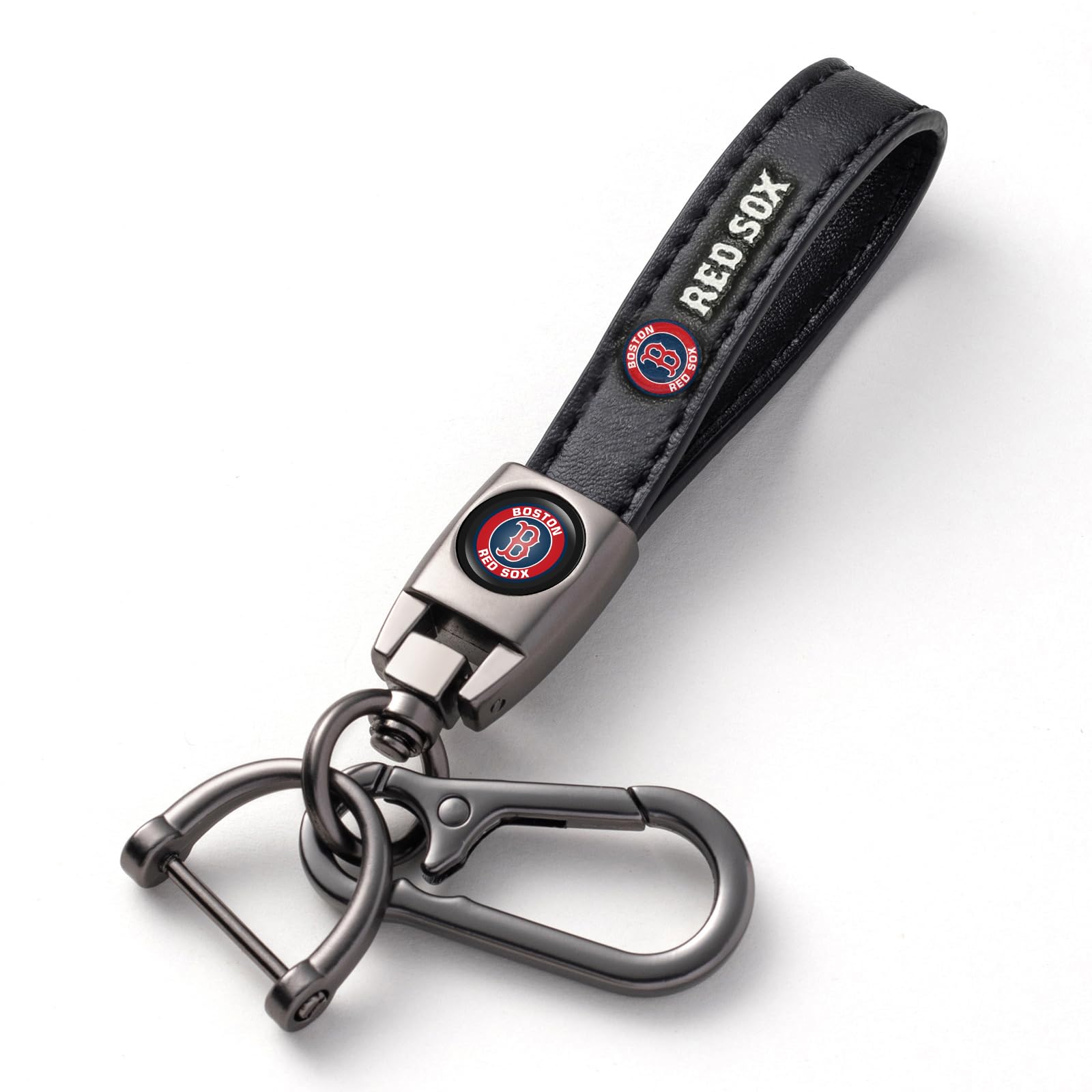 Kaleduo Baseball Fans Car Keychain Keyring, Leather Car Key Chain Compatible With Boston Red Sox Baseball Fans,Delicate Gifts Fo