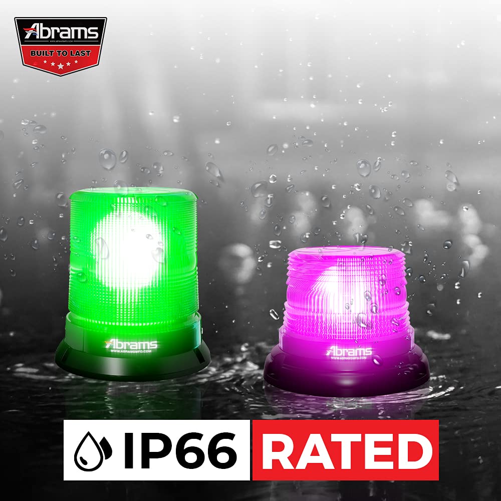 Abrams Sae Class-1 Stareye 7'' Inch Dome 12 Led Magnet/Permanent Mount Construction Vehicle Warning Strobe Beacon Light - Amber