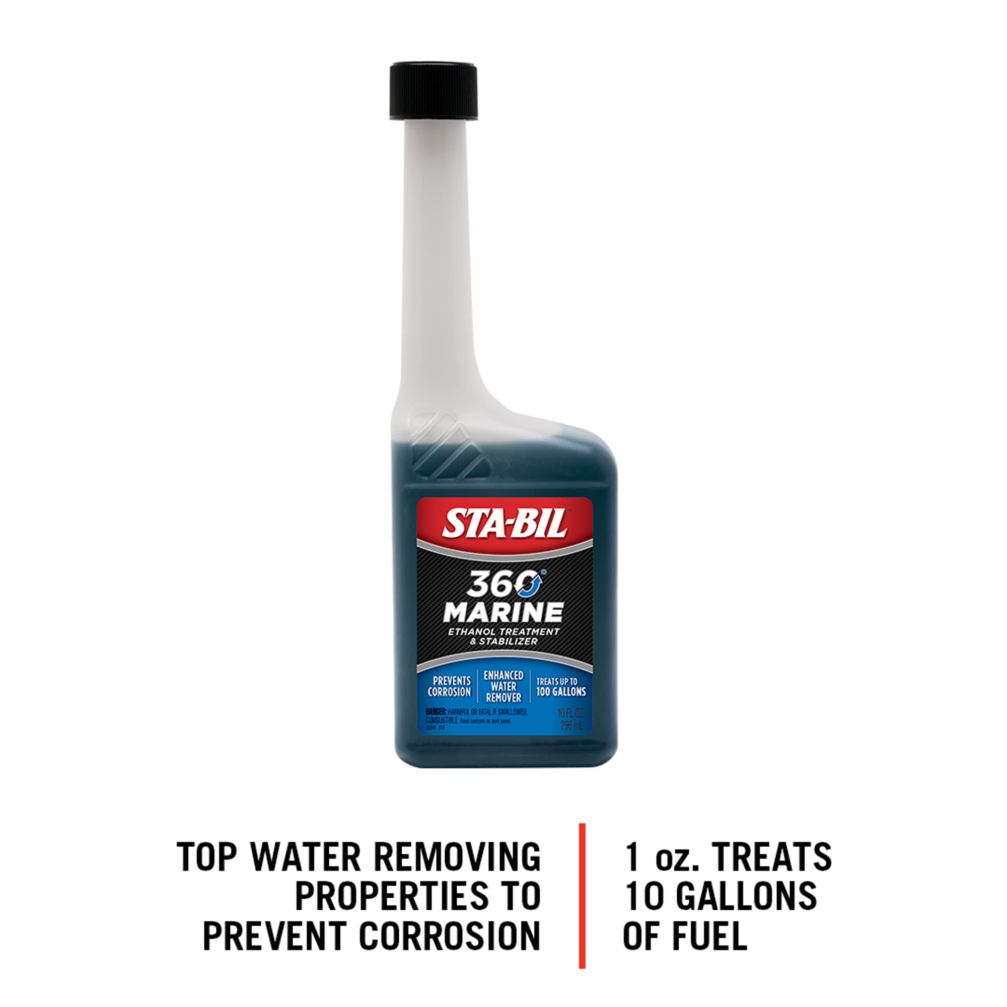 STA-BIL 360 Marine Fuel Stabilizer - Prevents Corrosion, Cleans Fuel System - 10 fl. oz., Model 22241, Blue
