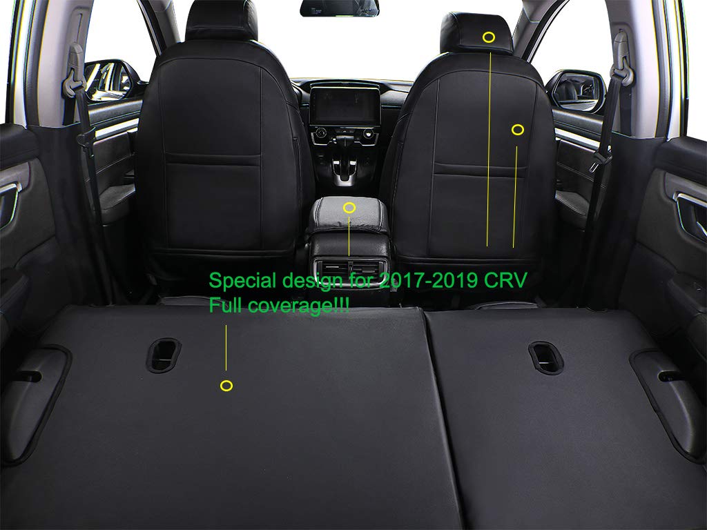 Ekr Custom Fit Crv Seat Covers For Select Honda Crv 2012 2013 2014 -Full Set, Leather (Black)