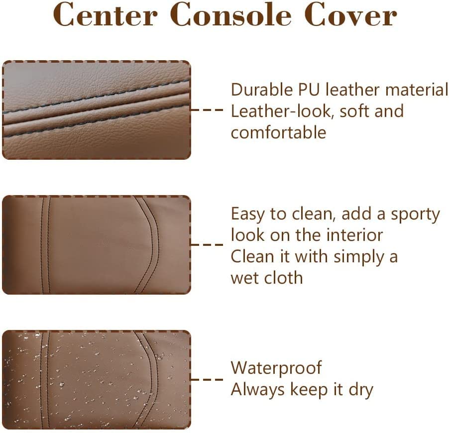 Muslogy Center Console Armrest Cover for Ford Maverick 2022-2025, Dark Brown, Cotton, Regular, Model MU-MA-1, Prevents Scratches