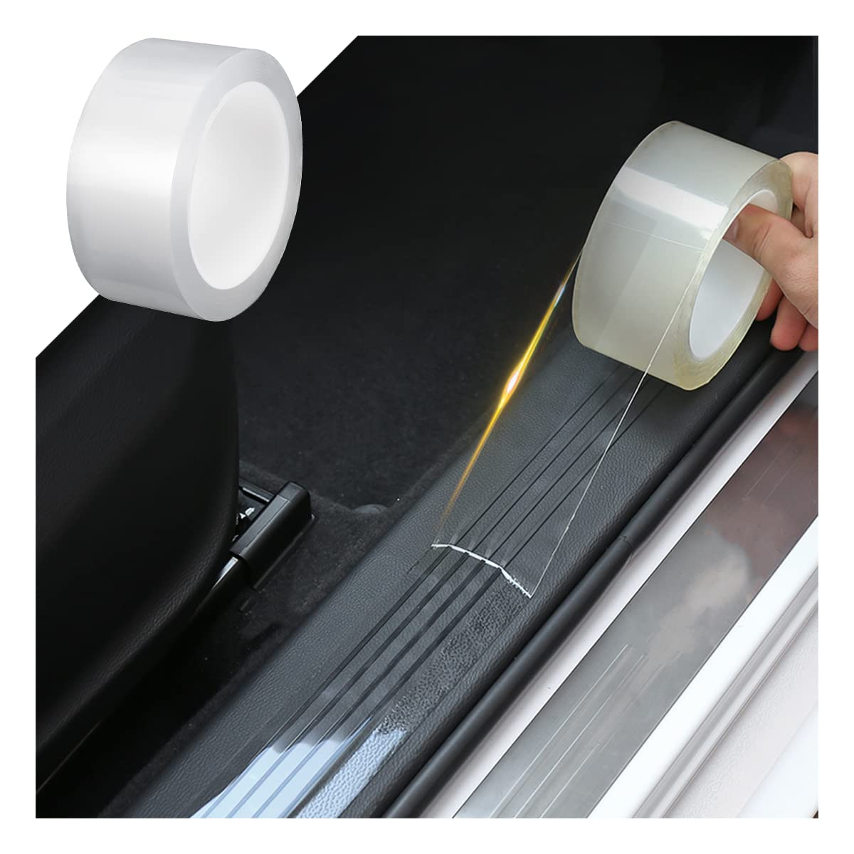 Blau Grun Car Door Entry Guard, Clear Trim Guard/Cover For Car Door Sill, Edge, Rear Bumper, Anti-Collision Protector Film Universal For Most Cars, Vehicles, Suvs (2" X 197", Transparent)