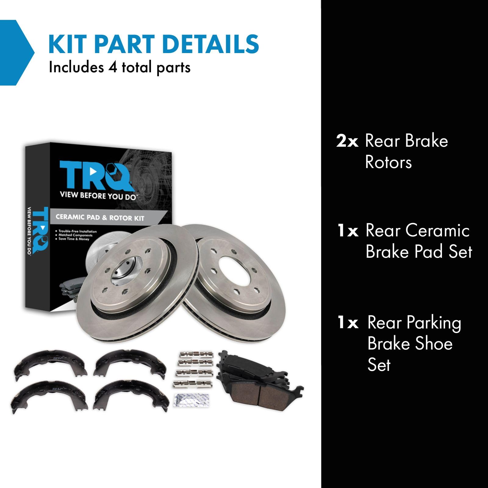 Trq Rear Ceramic Brake Pad & Rotor Kit Fits 2015-2016 Ford F-150
