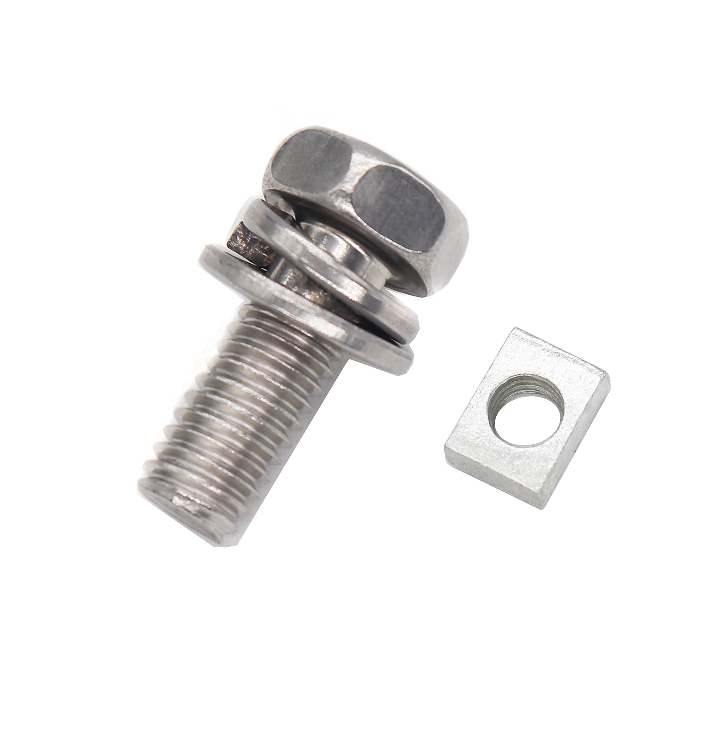 Binifimux 6-Pack Motorcycle Battery Terminal M6 X16Mm Bolt Square Nut Kit Stainless Steel 304