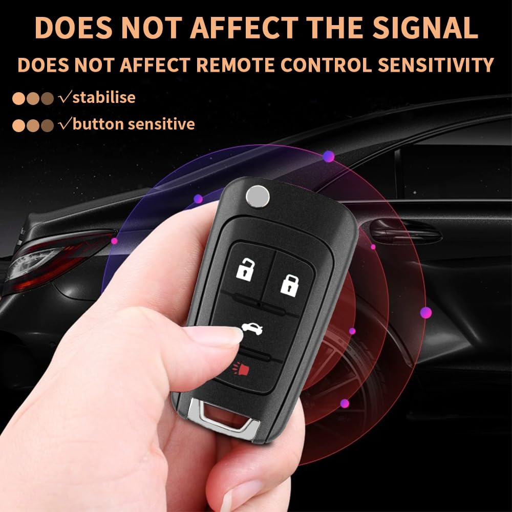 JJCHQ 4 Button Key Fob Remote Shell Case Replacement for Chevy & Buick, Black, Model JCbh0125