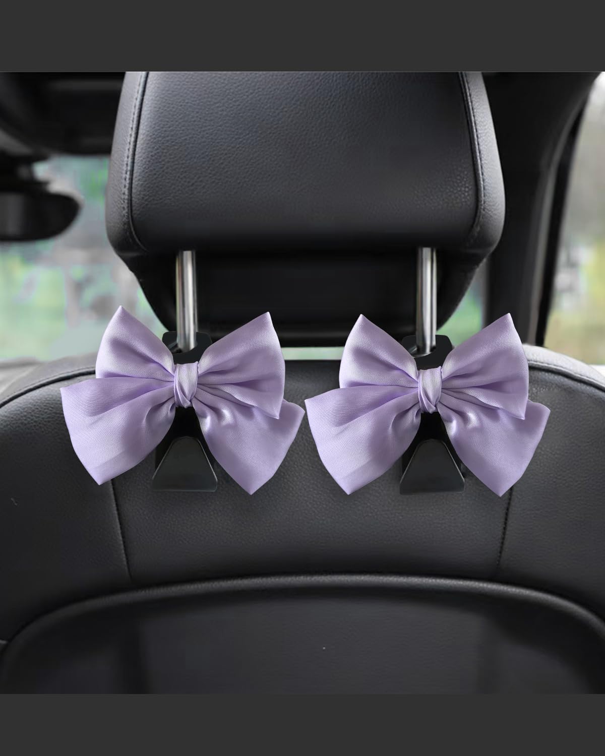 BVGACI 2 Pack Car Purse Hooks, Cute Bow Car Seat Headrest Hook Hanger for Purses and Bags (Taro purple)