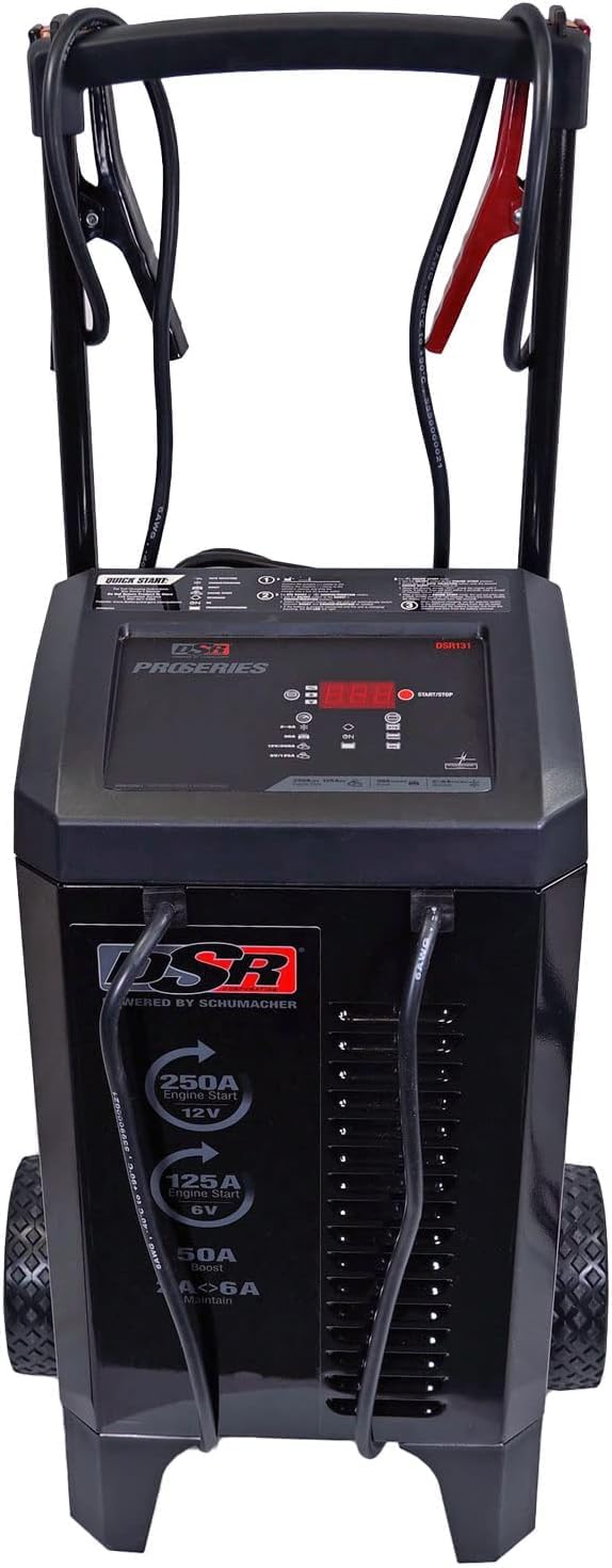 Schumacher Electric DSR131 Car Battery Charger - 250A (12V) & 50A (6V) - Fully Automatic, Black, Portable, Plastic