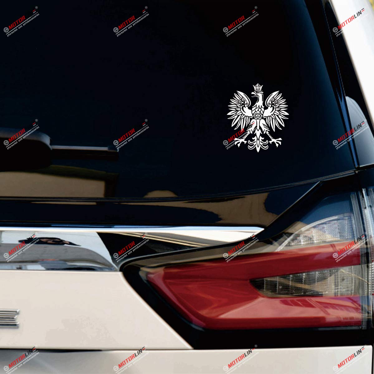 8'' White Polish Eagle Coat of arms of Poland Polski Decal Sticker Car Vinyl