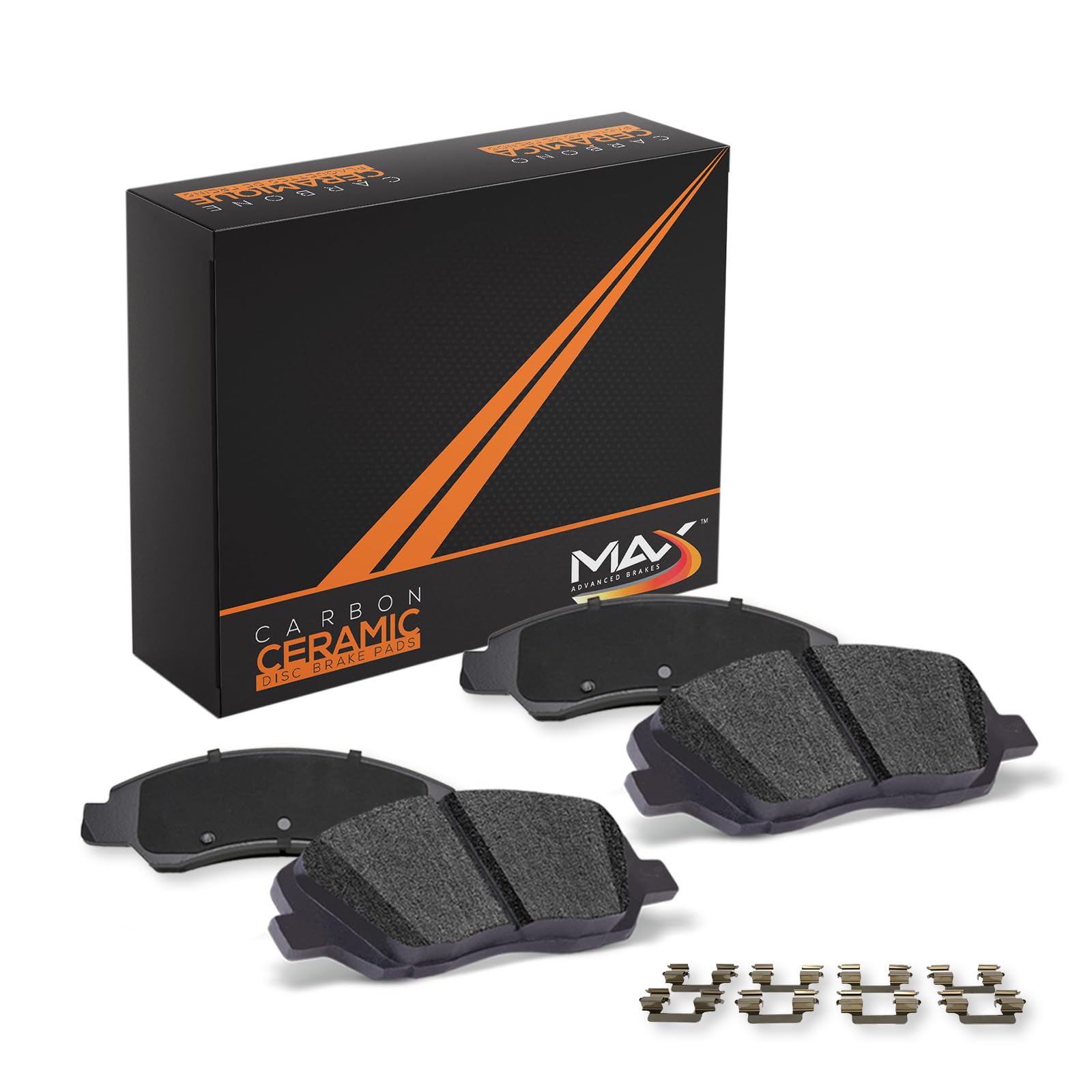 Max Advanced Brakes Front Brake Pad For 2013-2019 Ford Escape, 2013-2018 Ford C-Max, 2012-2018 Ford Focus, 04-13 Mazda 3, 06-17 Mazda 5, Carbon Ceramic Pad W/Hardware