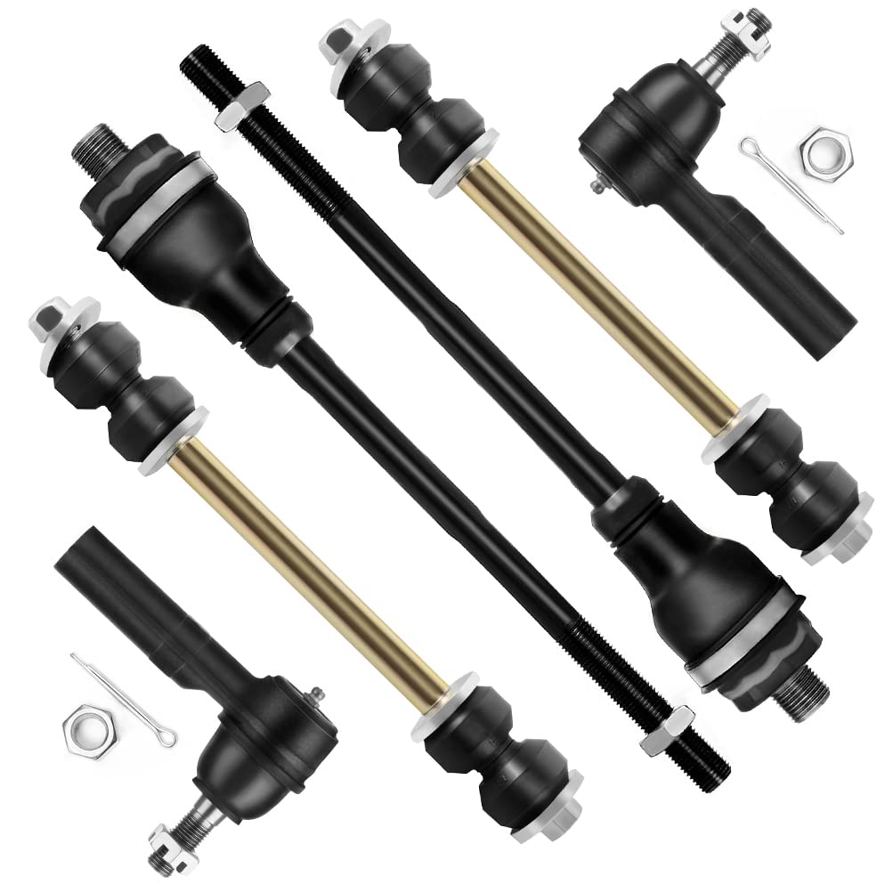 SCITOO 6pcs Suspension Kit Outer Inner Tie Rod Ends Stabilizer Sway Bar Links Fit 2001-2010 For Chevy Silverado Suburban Avalanc