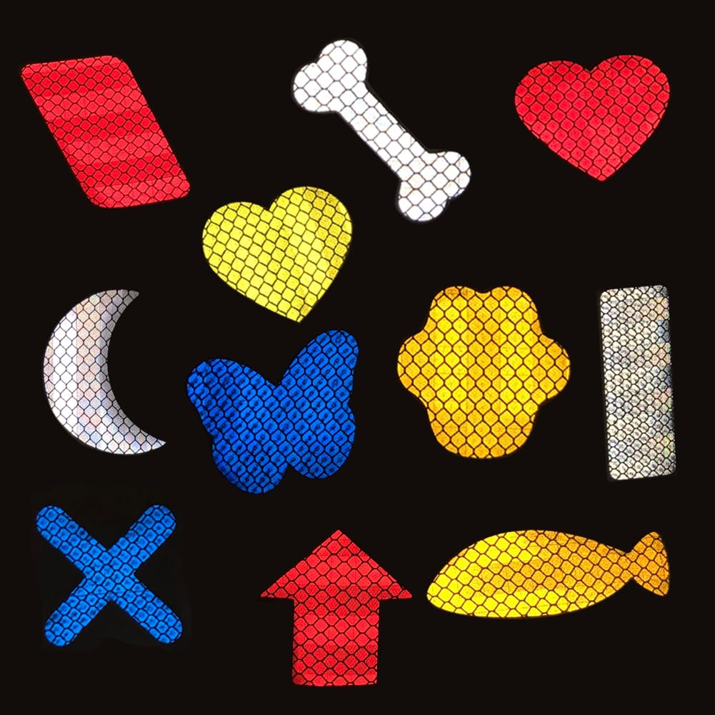 100Pcs Warning Reflective Stickers, Reflective Decals Waterproof Reflector Tapes Safety Reflective Stickers Night Visibility Adhesive Stickers For Motorcycle Bicycle Car (Star-Shaped)