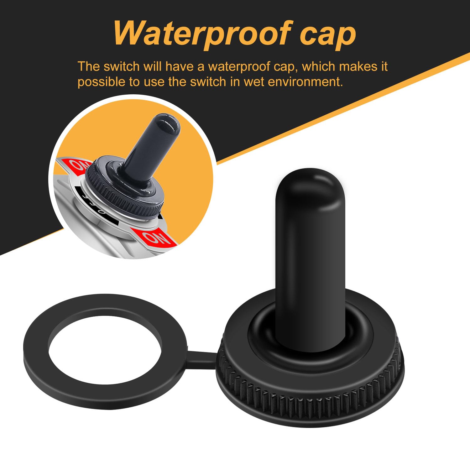 Weideer 4Pcs Waterproof Momentary Toggle Switch 12V 30A (On)-Off-(On) 6 Pin Dpdt Heavy Duty Marine Switch With Waterproof Cap Fo