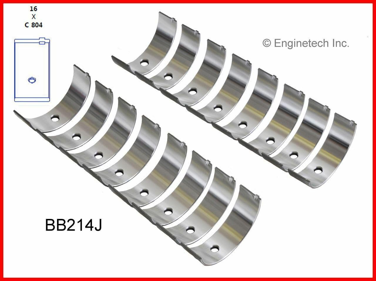 Enginetech Bb214Jstd Rod Bearings Ford 3.6L 221 4.2L 255 4.3L 260 4.7L 289 5.0L 302