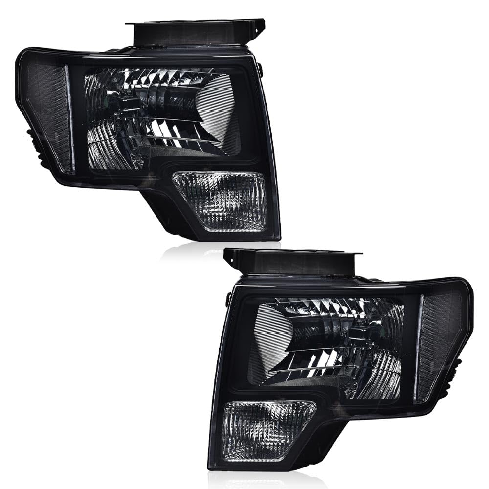 ALLGOOD Headlights Assembly Front Headlamp Compatible with Ford F150 2009-2014, Left Driver & Right Passenger Side, Smoky Lens B