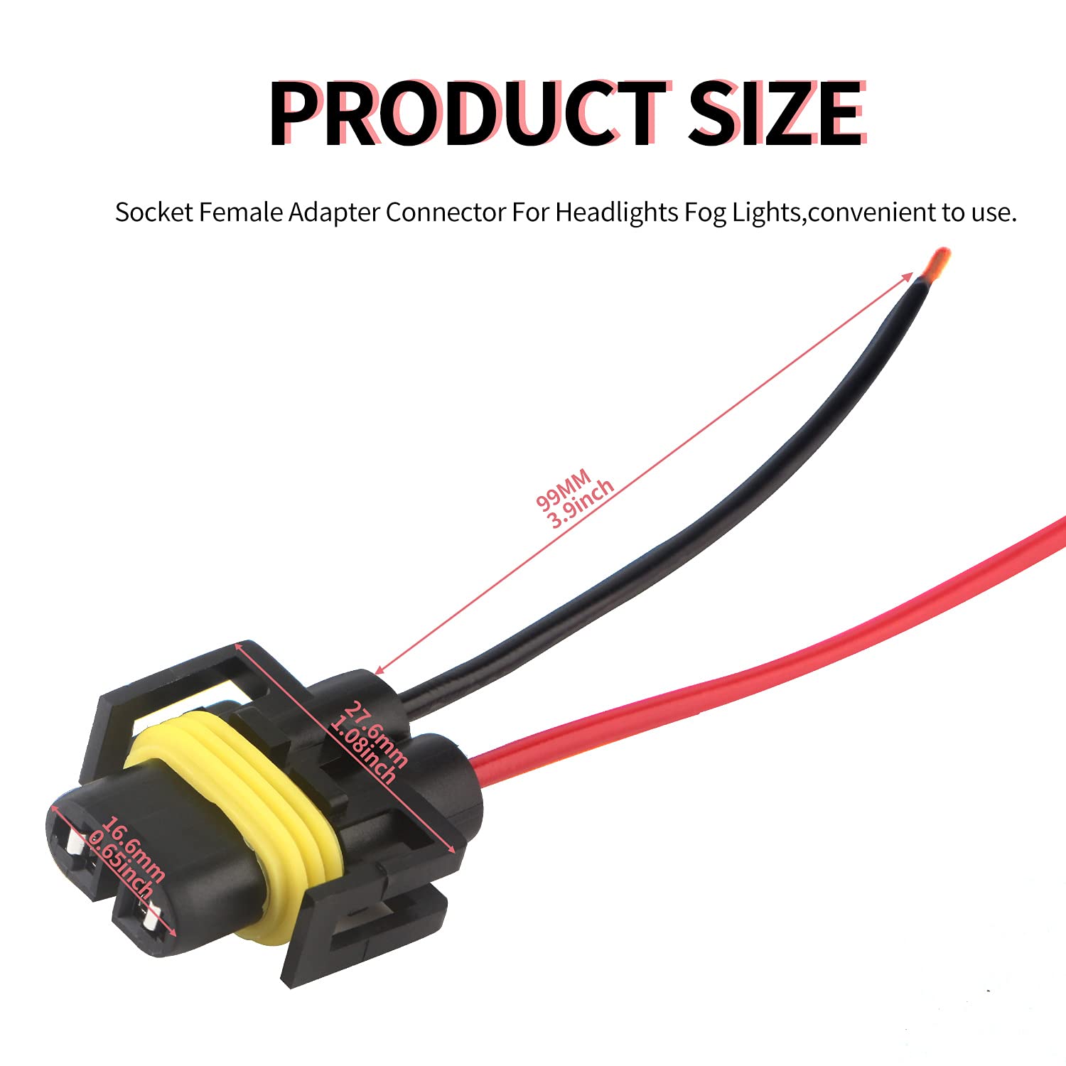 H8 H11 880 881 Male Socket Adapter Connector Wiring Harness&Female Adapter Wiring Harness Sockets Wire Compatible With Headlight