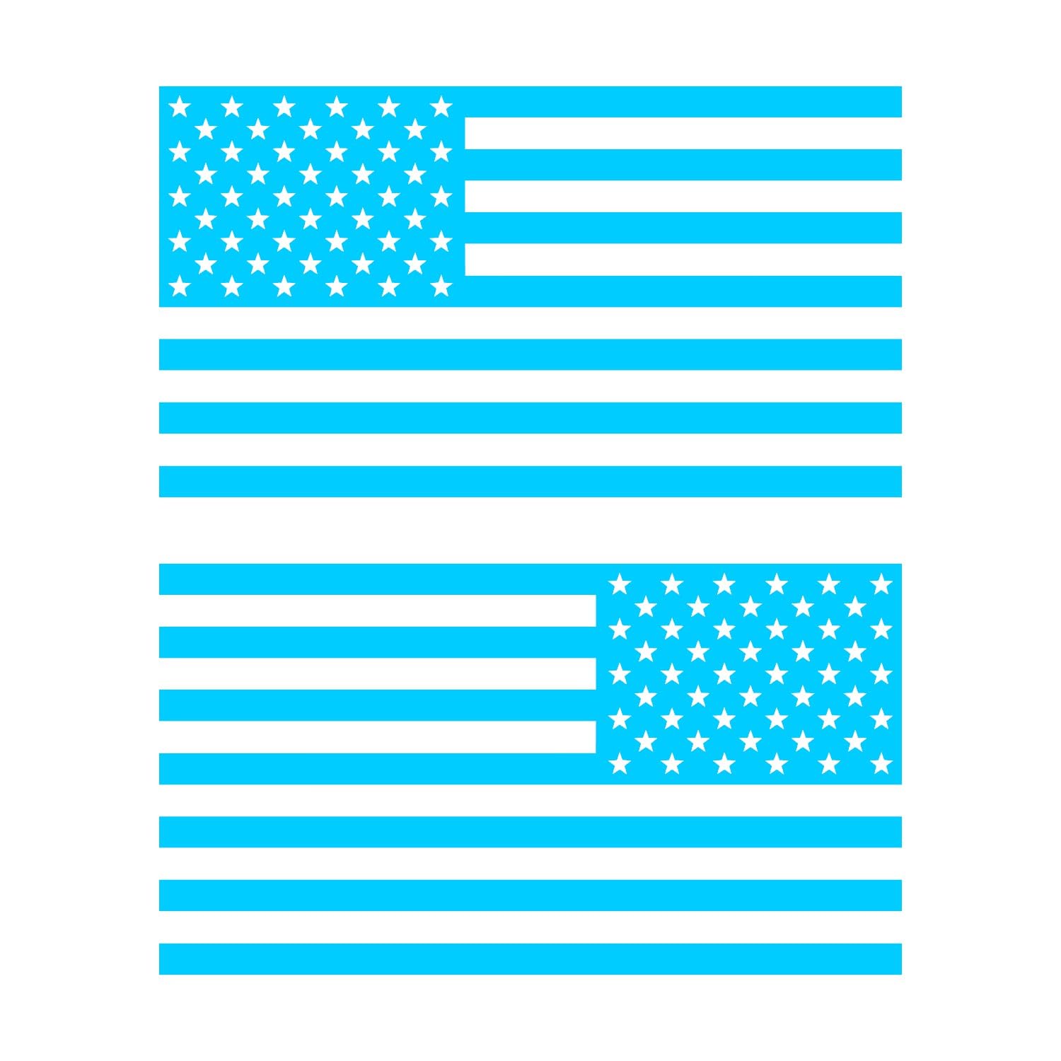American Us Flag [Pick Color/Size] Vinyl Decal Sticker For Laptop/Car/Truck/Window/Bumper (18In Subdued Pair, Matte Light Blue)